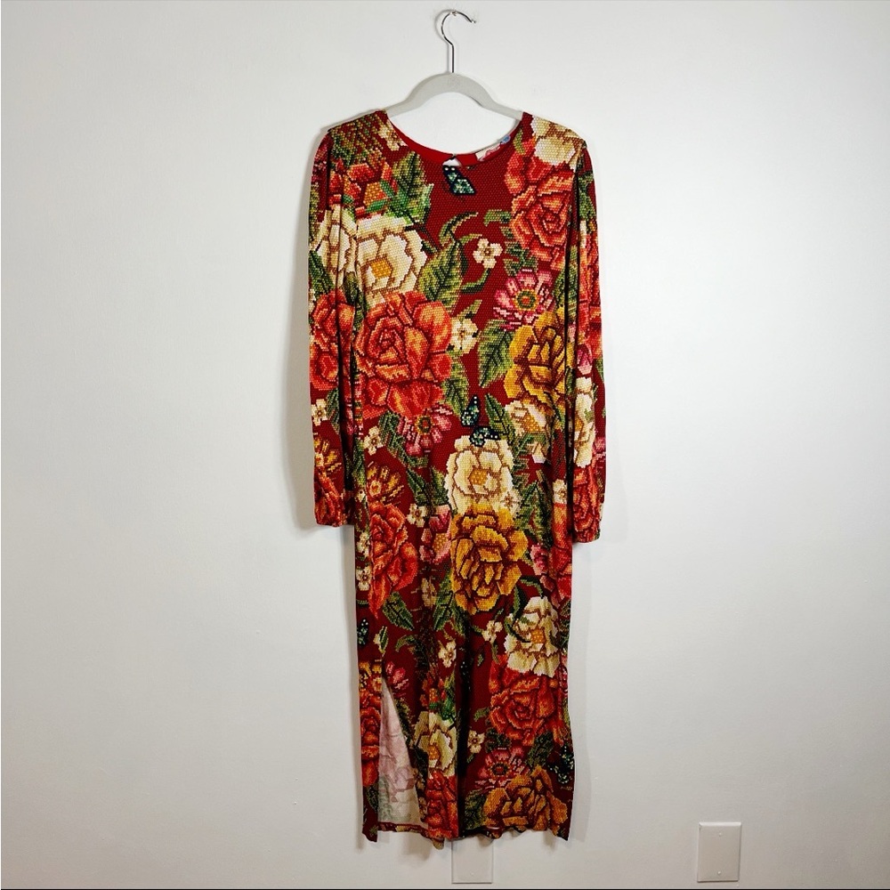 FARM Rio Jessa Red Floral Maxi Long Sleeve Dress - Picture 4 of 7
